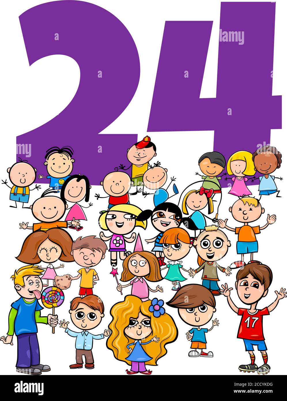 Crazy Colorful Number 24 Vector Illustration Stock Vector (Royalty
