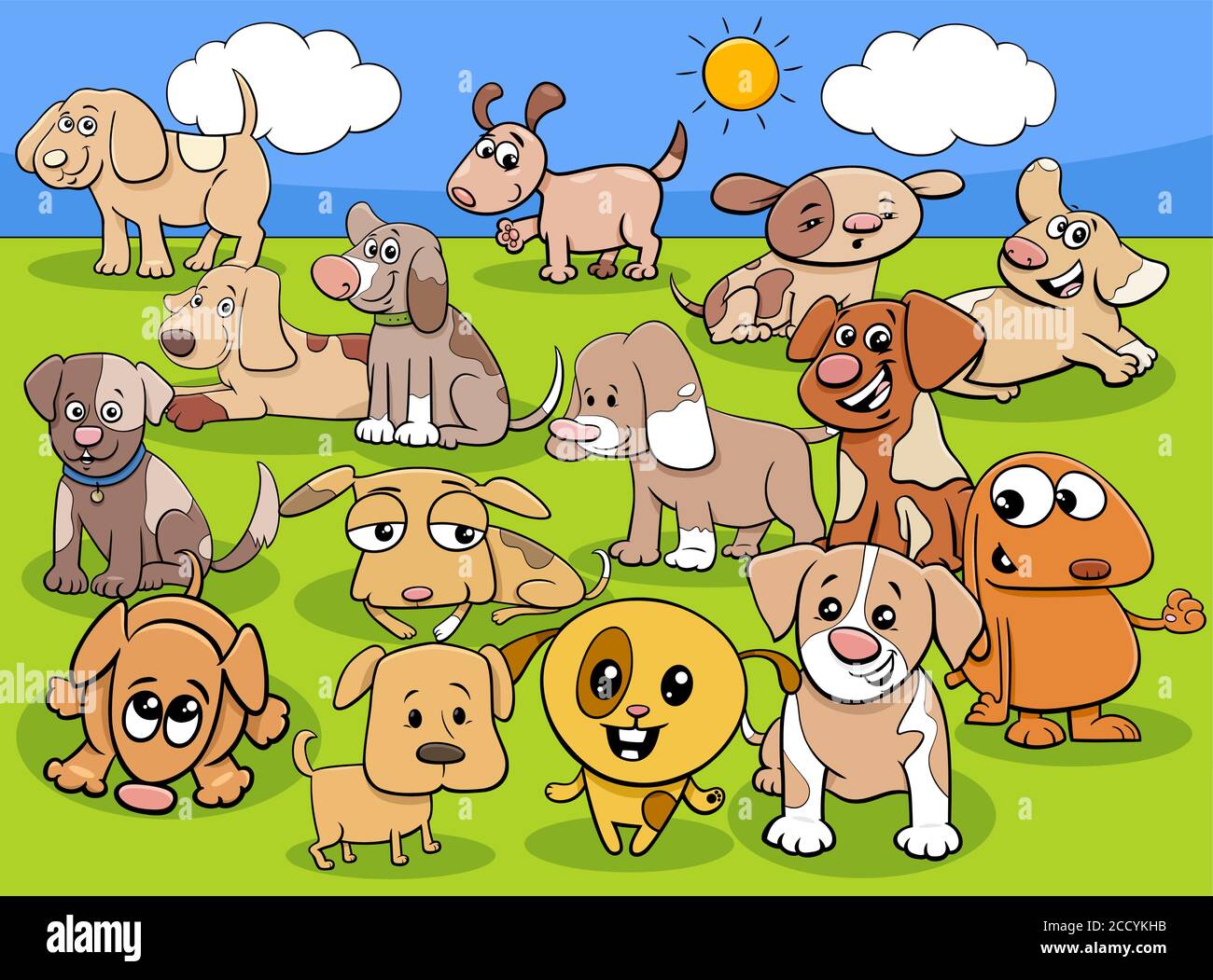 Cartoon Illustration of Cute Puppies or Little Dogs Animal Characters ...