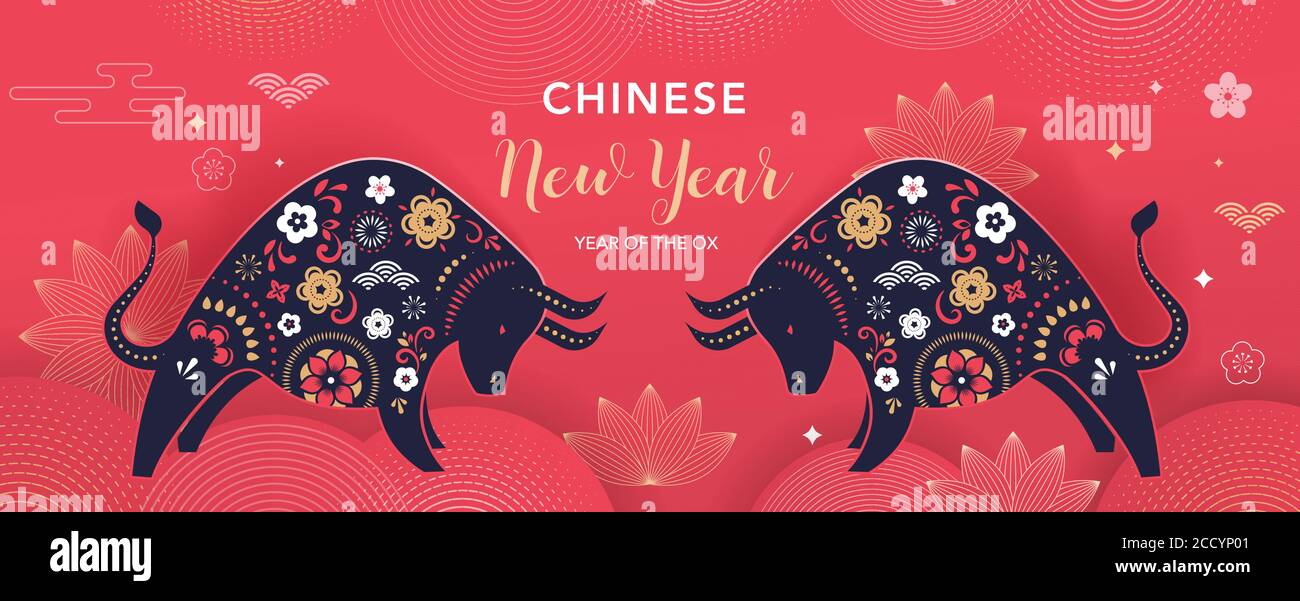 Chinese new year 2021 year of the ox - Chinese zodiac symbol Stock Vector