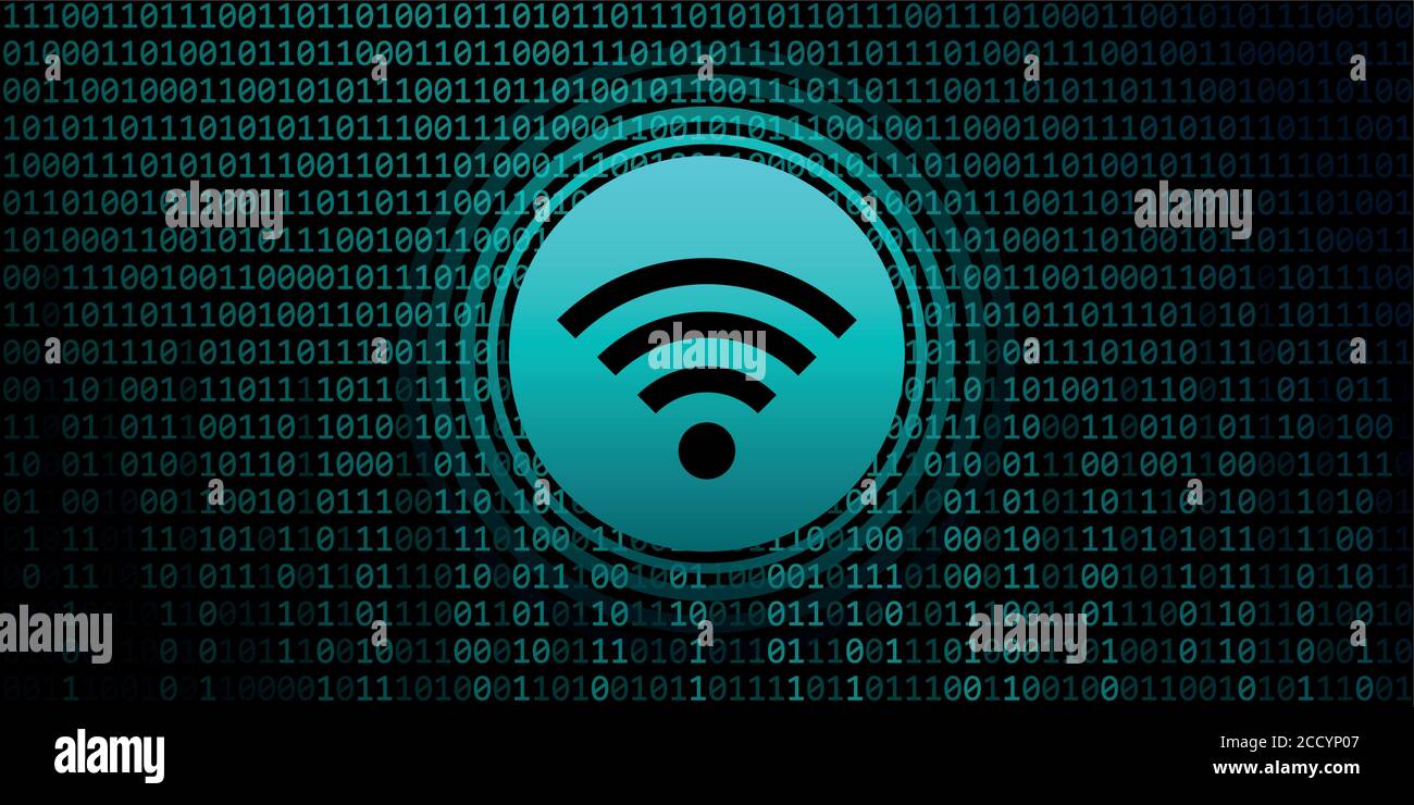 wifi digital banner with binary code background vector illustration ...