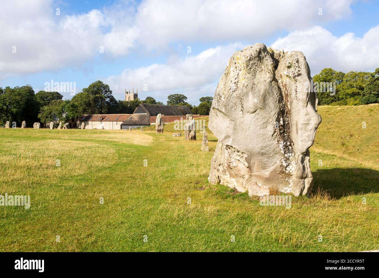 Standing stones in north west quadrant neolithic stone circle henge prehistoric monument, Avebury, Wiltshire, England UK Stock Photo