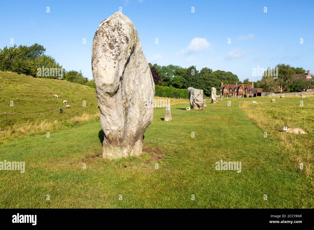 Standing stones in south west quadrant neolithic stone circle henge prehistoric monument, Avebury, Wiltshire, England UK Stock Photo