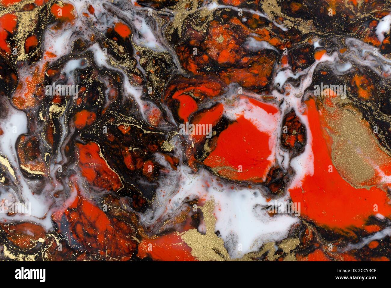 Red, black, white and gold mixed paint background. Abstract marble pattern  Stock Photo - Alamy