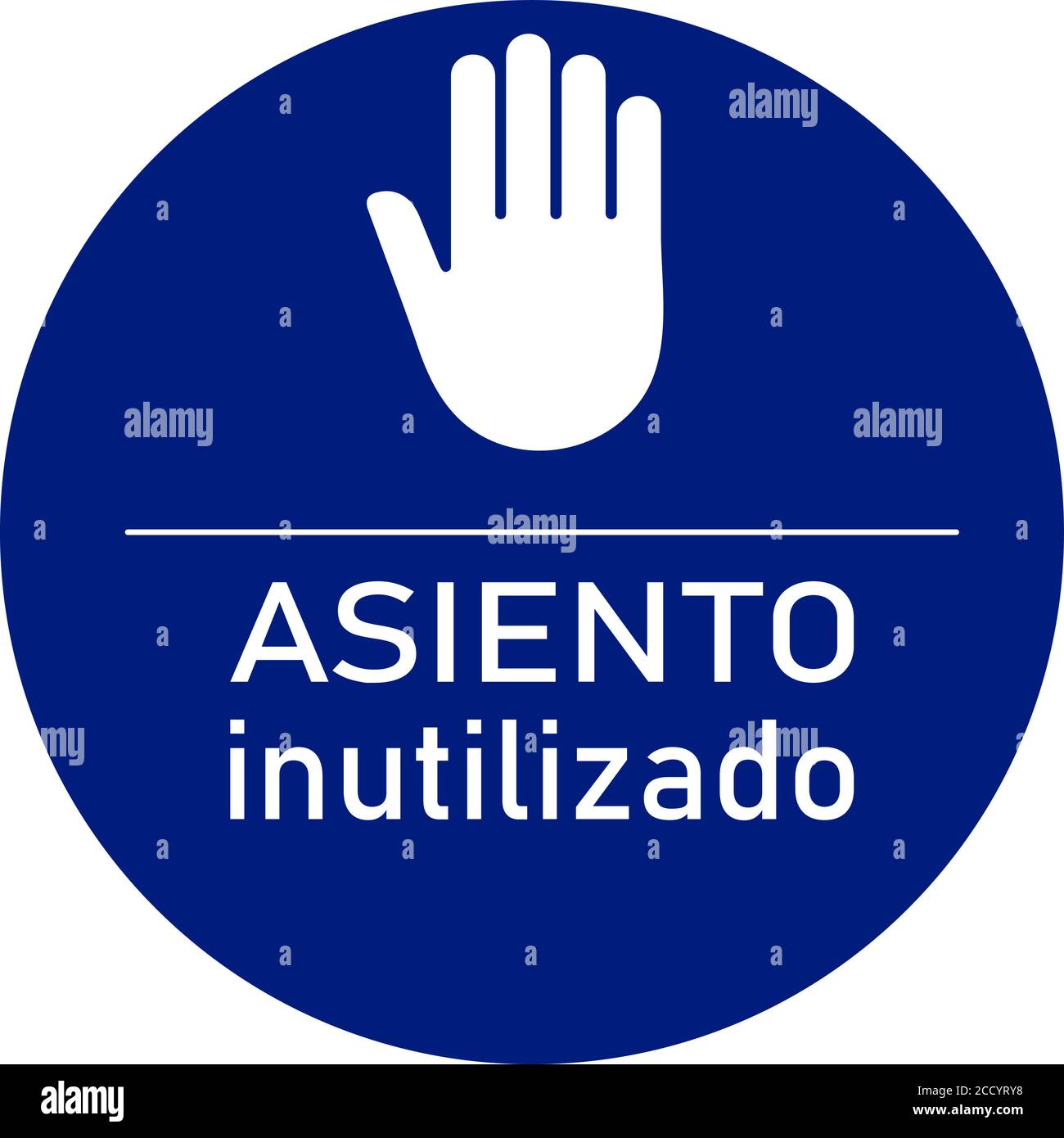 Prohibition blue sign with the text in spanish Seat not in use Stock Vector