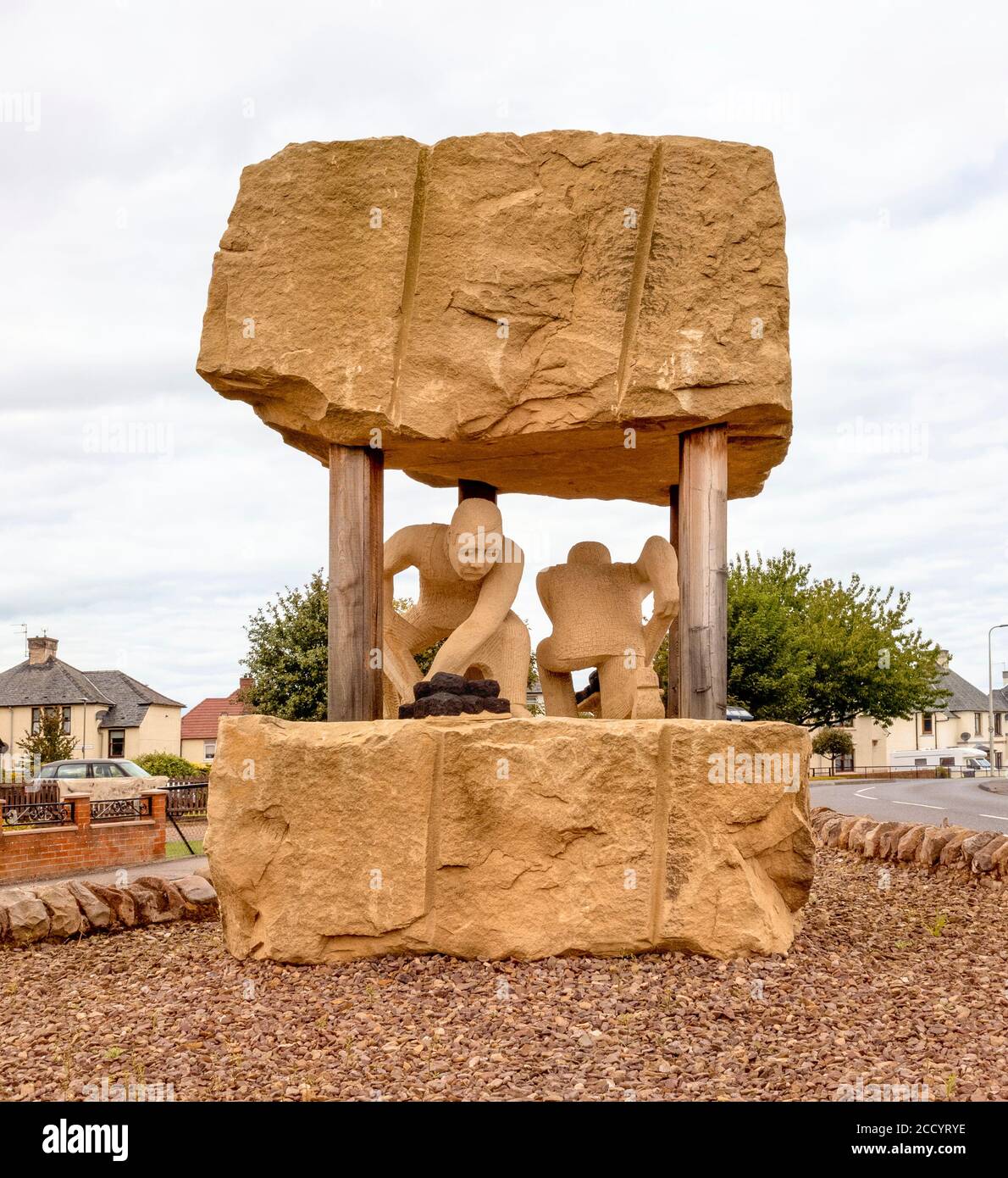 Memorial to Prestonpans Miners by Gardner Molloy, East Lothian, Scotland, UK. Stock Photo