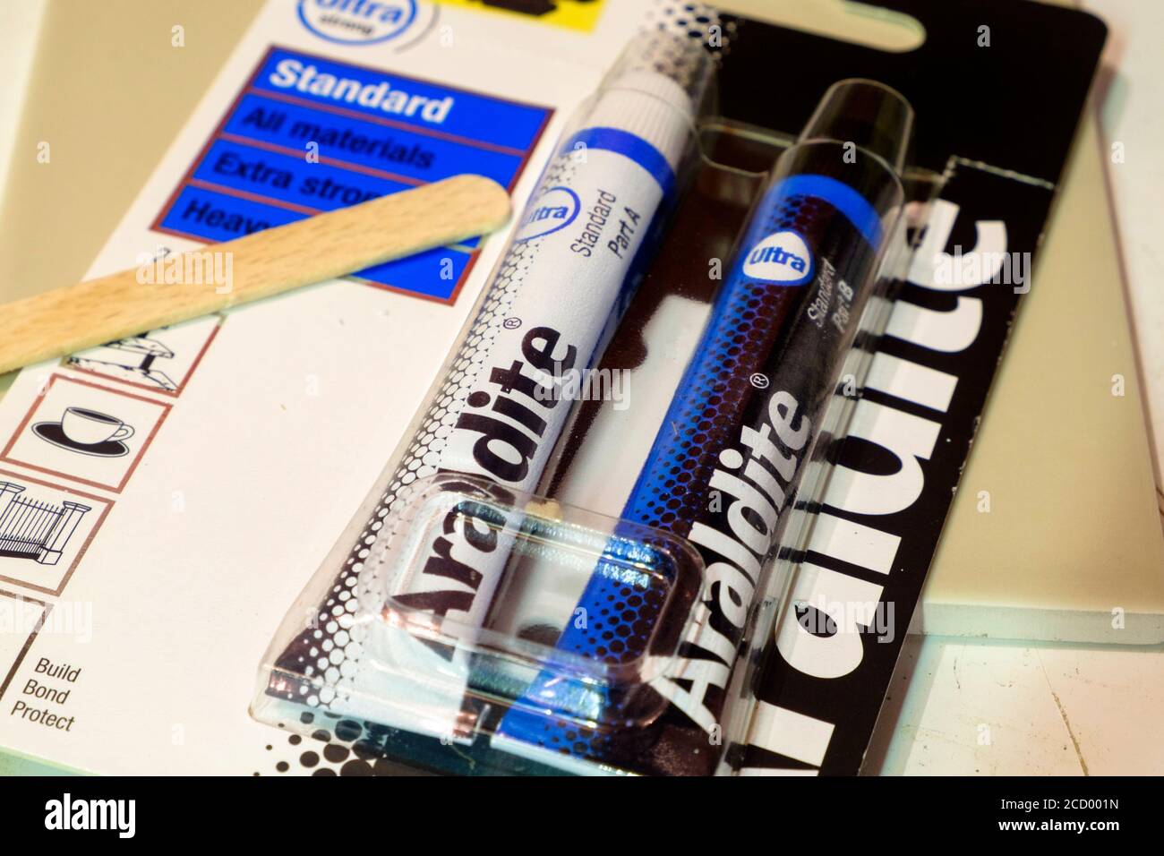 A blister pack of Araldite, a two part epoxy resin adhesive, a popular