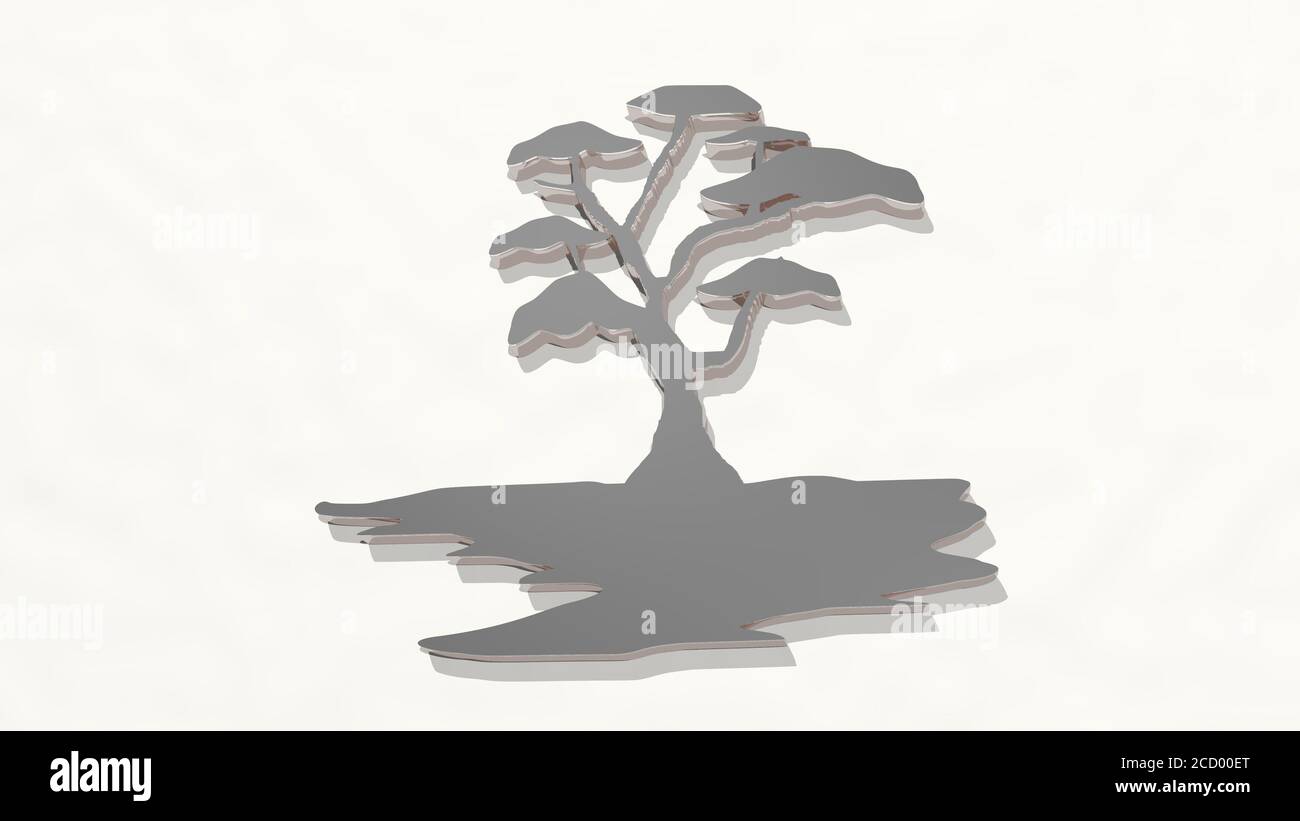 TREE 3D drawing icon, 3D illustration Stock Photo - Alamy