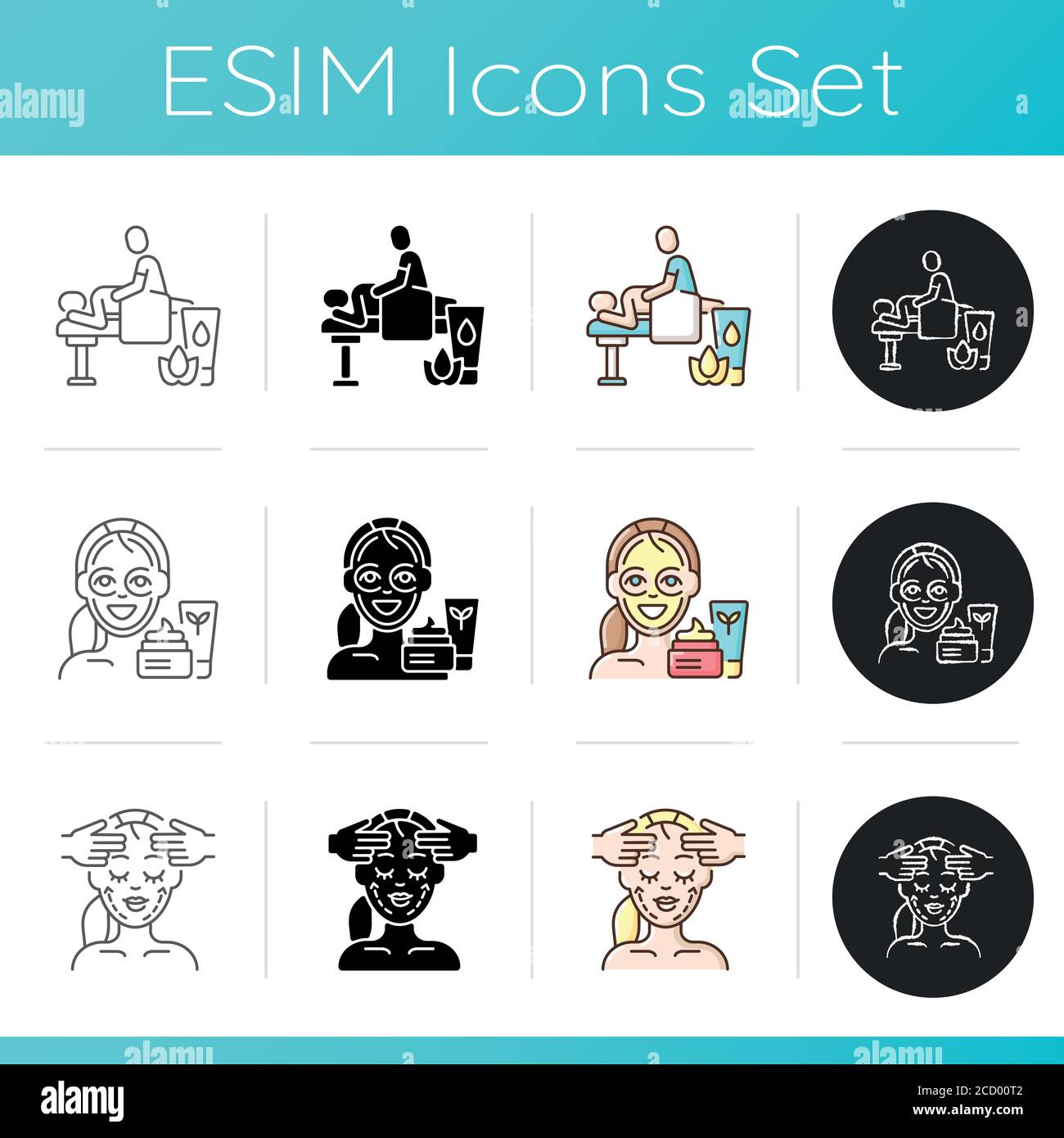 Spa beauty procedures icons set Stock Vector