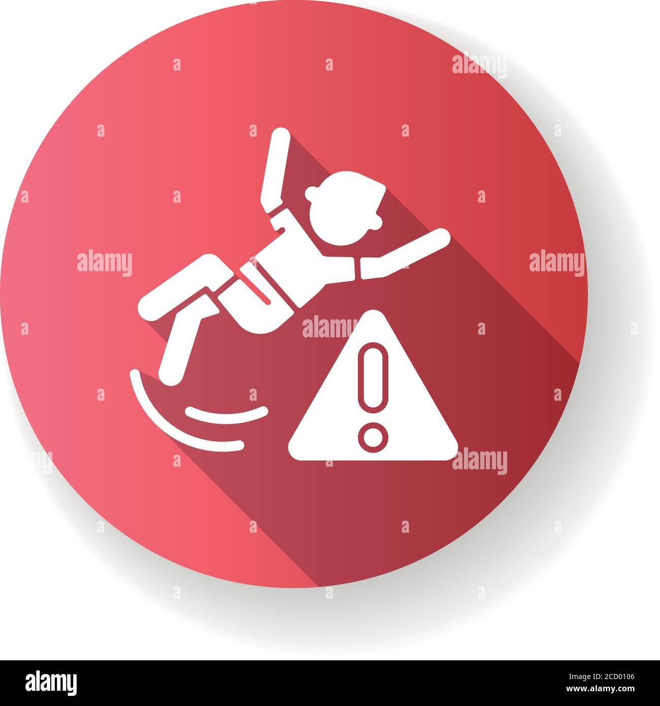 Be careful red flat design long shadow glyph icon Stock Vector