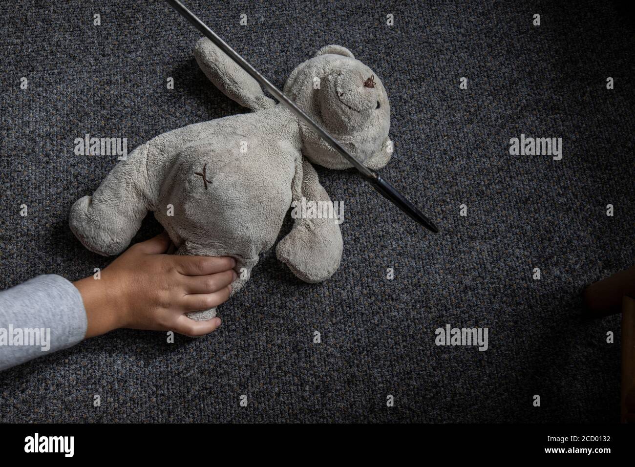 Teddy bear beheaded Stock Photo