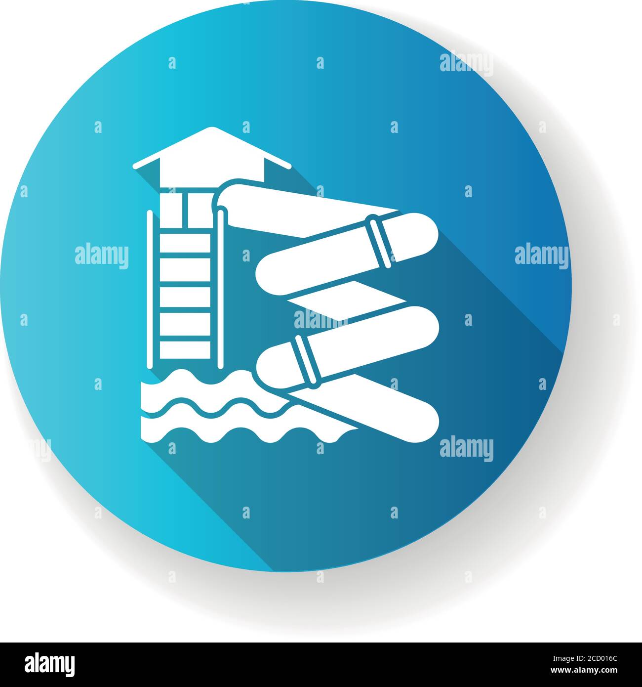 Aqualoop blue flat design long shadow glyph icon Stock Vector