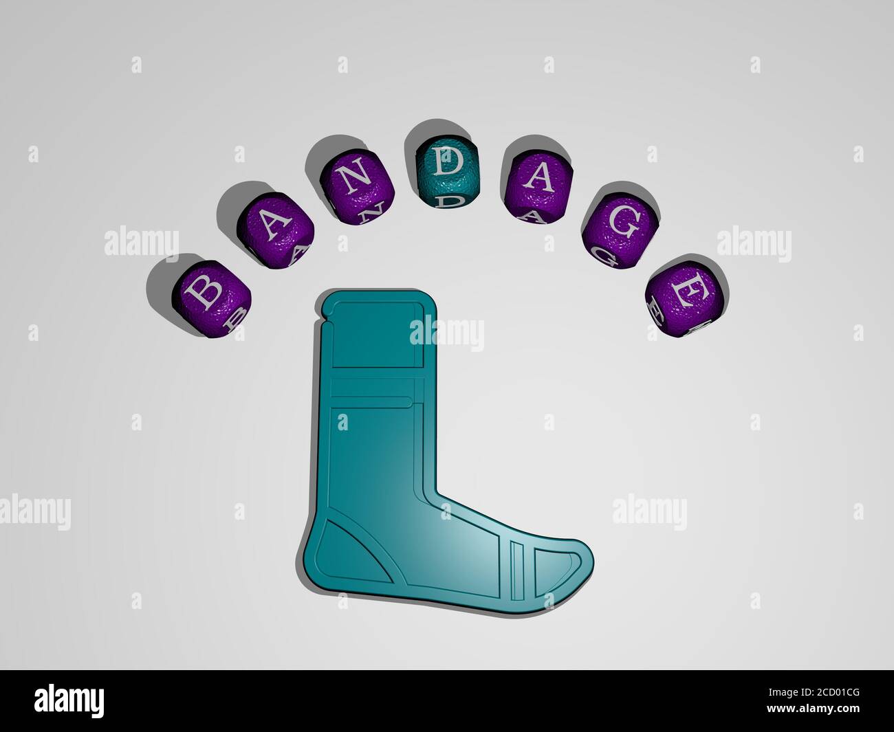 BANDAGE icon surrounded by the text of individual letters, 3D ...