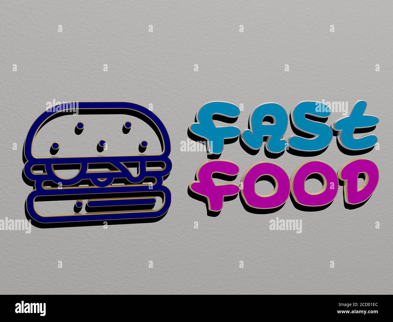 3D graphical image of fast food vertically along with text built by ...