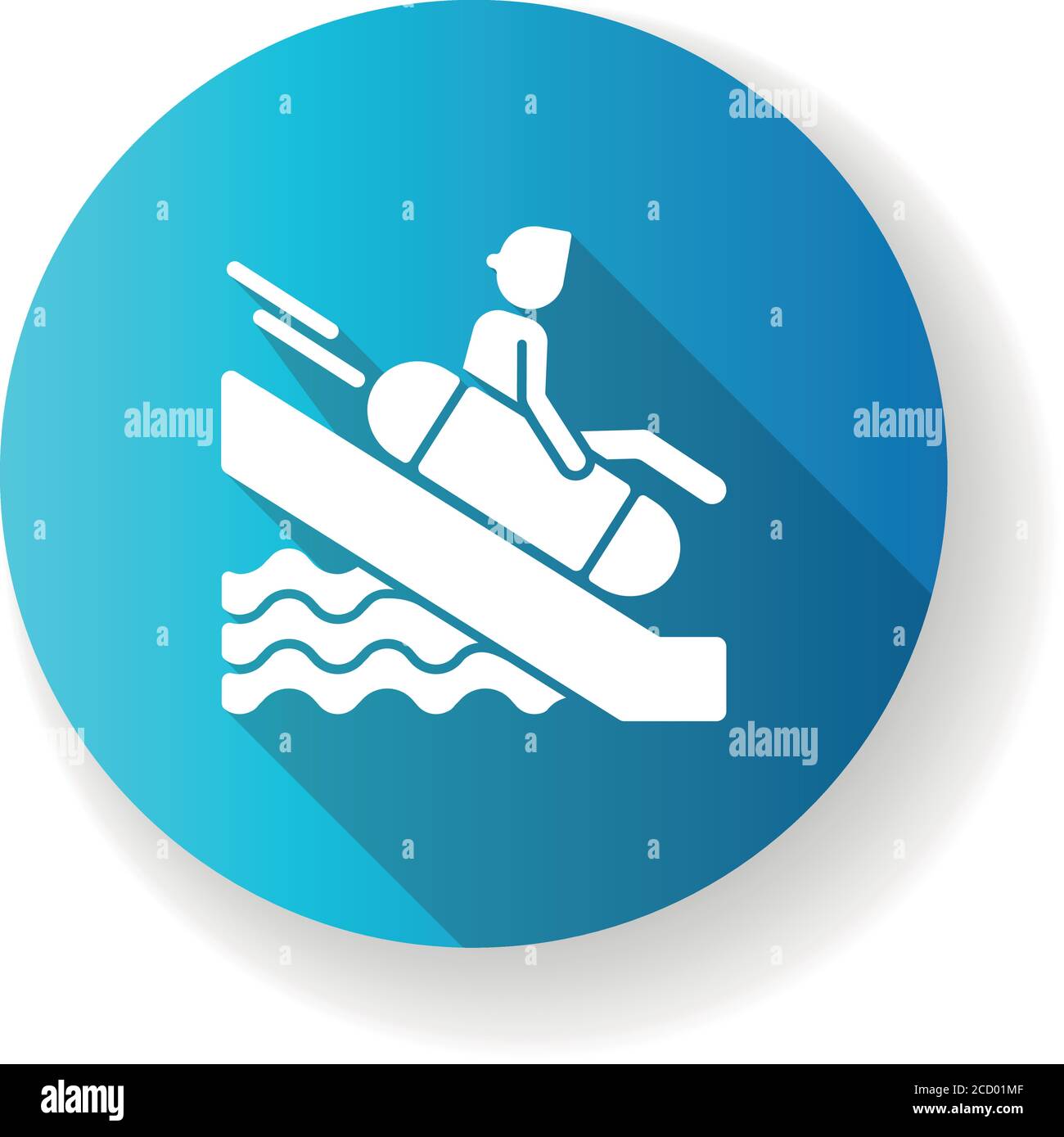 Sliding on swim circle blue flat design long shadow glyph icon Stock Vector