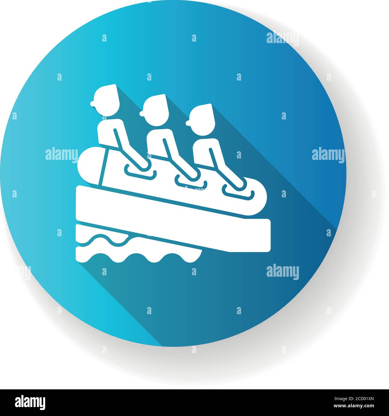 Family rafting blue flat design long shadow glyph icon Stock Vector