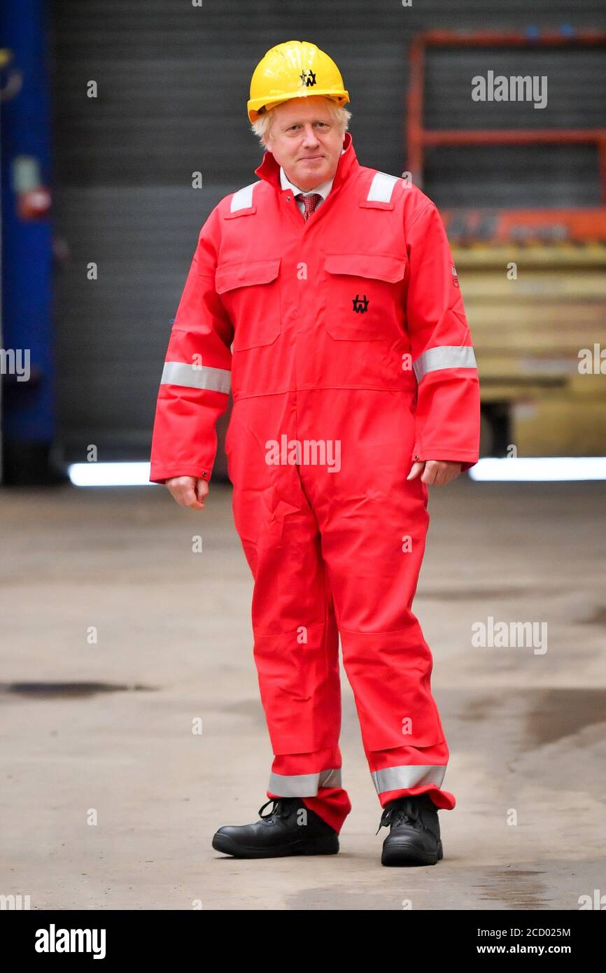 Prime Minister Boris Johnson during his visit to Appledore Shipyard in Devon which was bought by