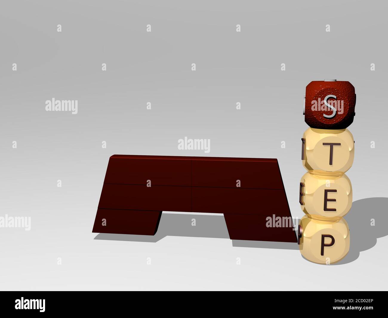 STEP 3D icon beside the vertical text of individual letters, 3D ...