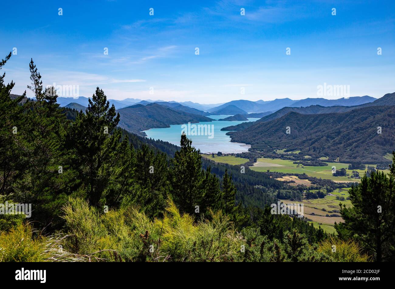 Kenepuru Sound, Malborough Sounds, South Island, New Zealand, Oceania. Stock Photo