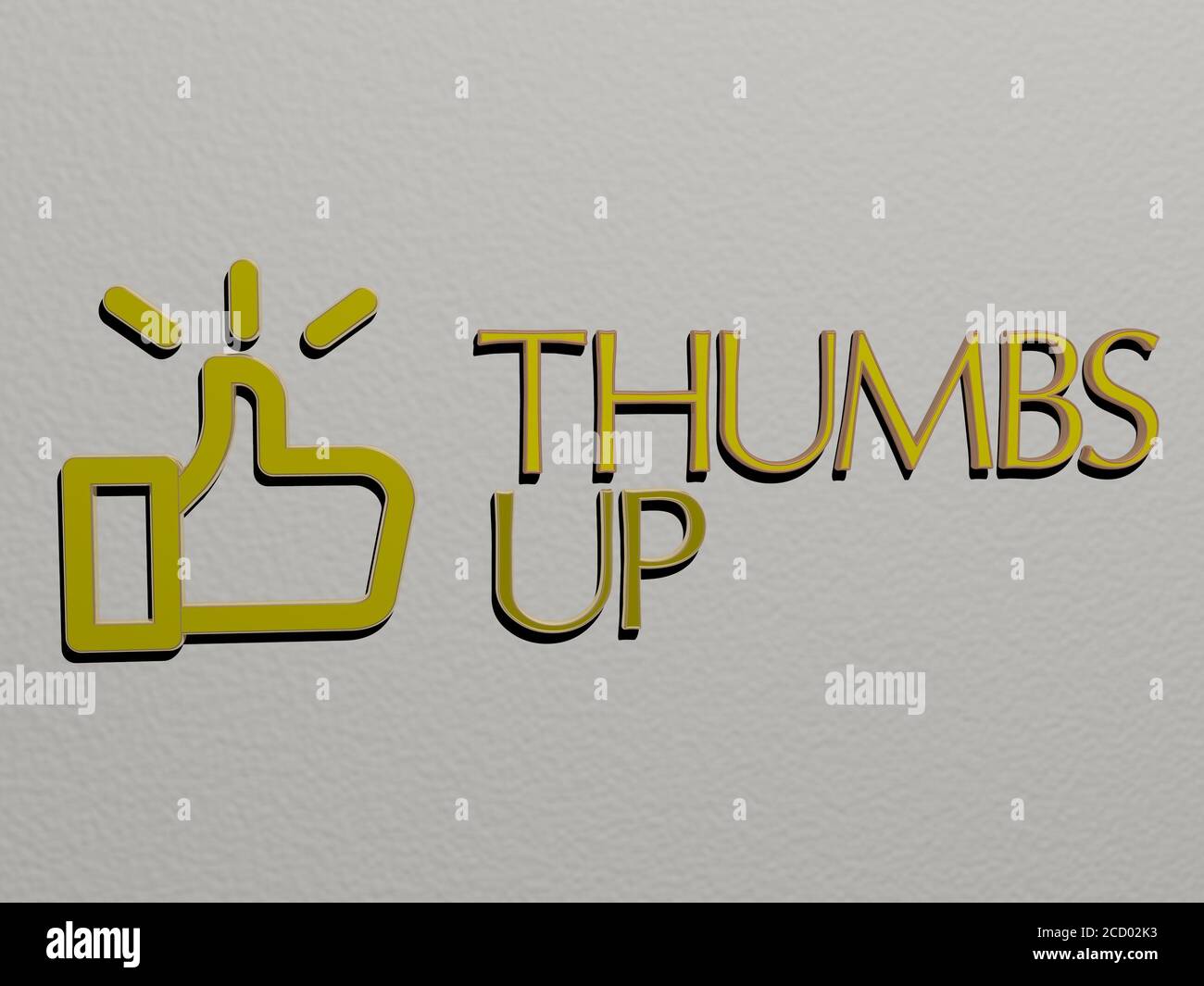 THUMBS UP icon and text on the wall, 3D illustration Stock Photo - Alamy