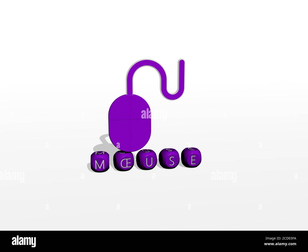 MOUSE cubic letters with 3D icon on the top, 3D illustration Stock ...