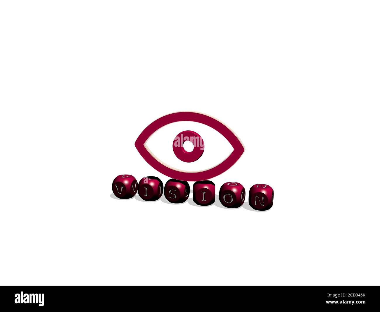 vision cubic letters with 3D icon on the top, 3D illustration Stock ...
