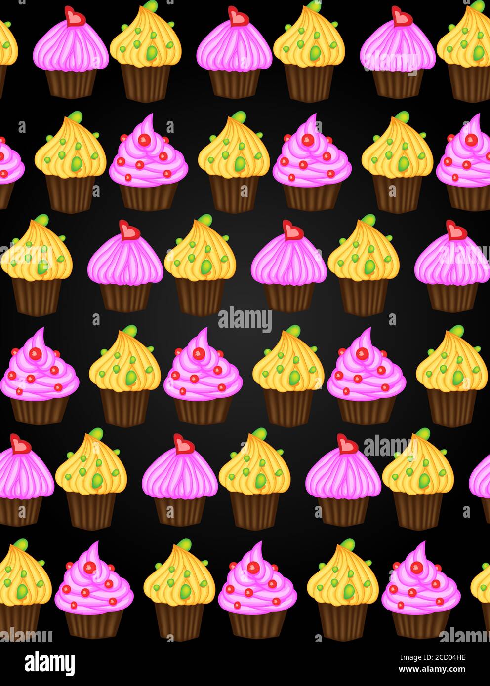 Birthday Background Seamless Pattern With Cupcakes And Muffins Cute Cartoon Characters Emoji Kawaii Cupcakes Stock Vector Image Art Alamy