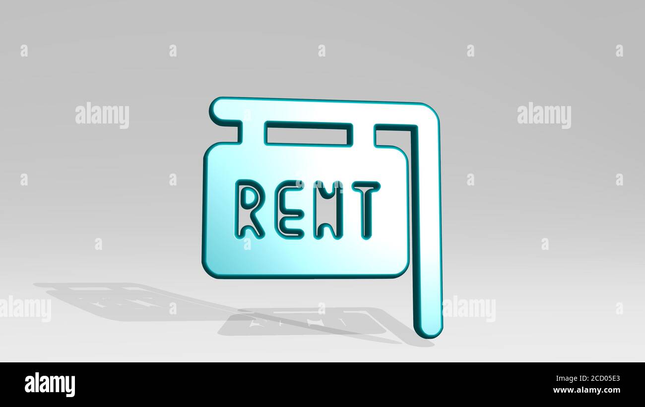 real estate sign rent 3D icon casting shadow, 3D illustration Stock ...