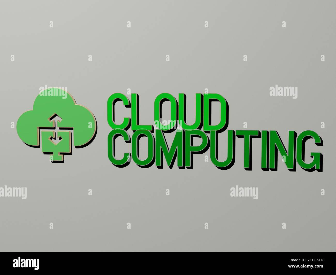CLOUD COMPUTING icon and text on the wall, 3D illustration Stock Photo ...