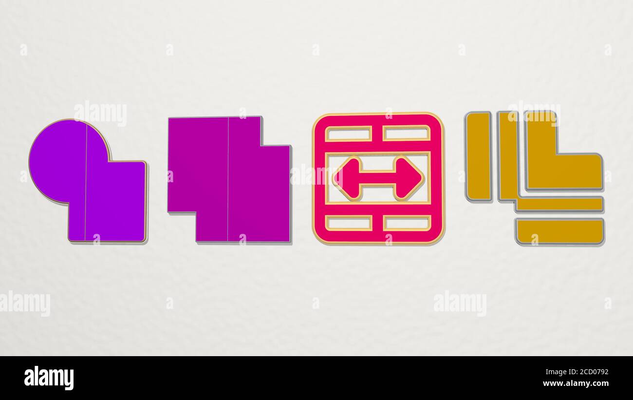 merge 4 icons set, 3D illustration Stock Photo Alamy