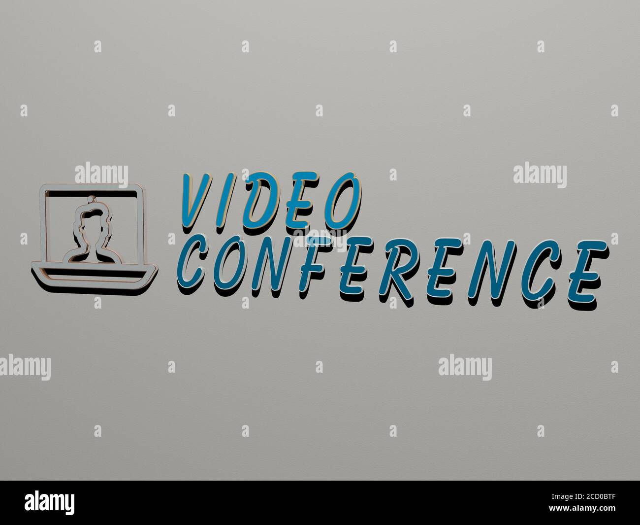 video conference icon and text on the wall, 3D illustration Stock Photo ...