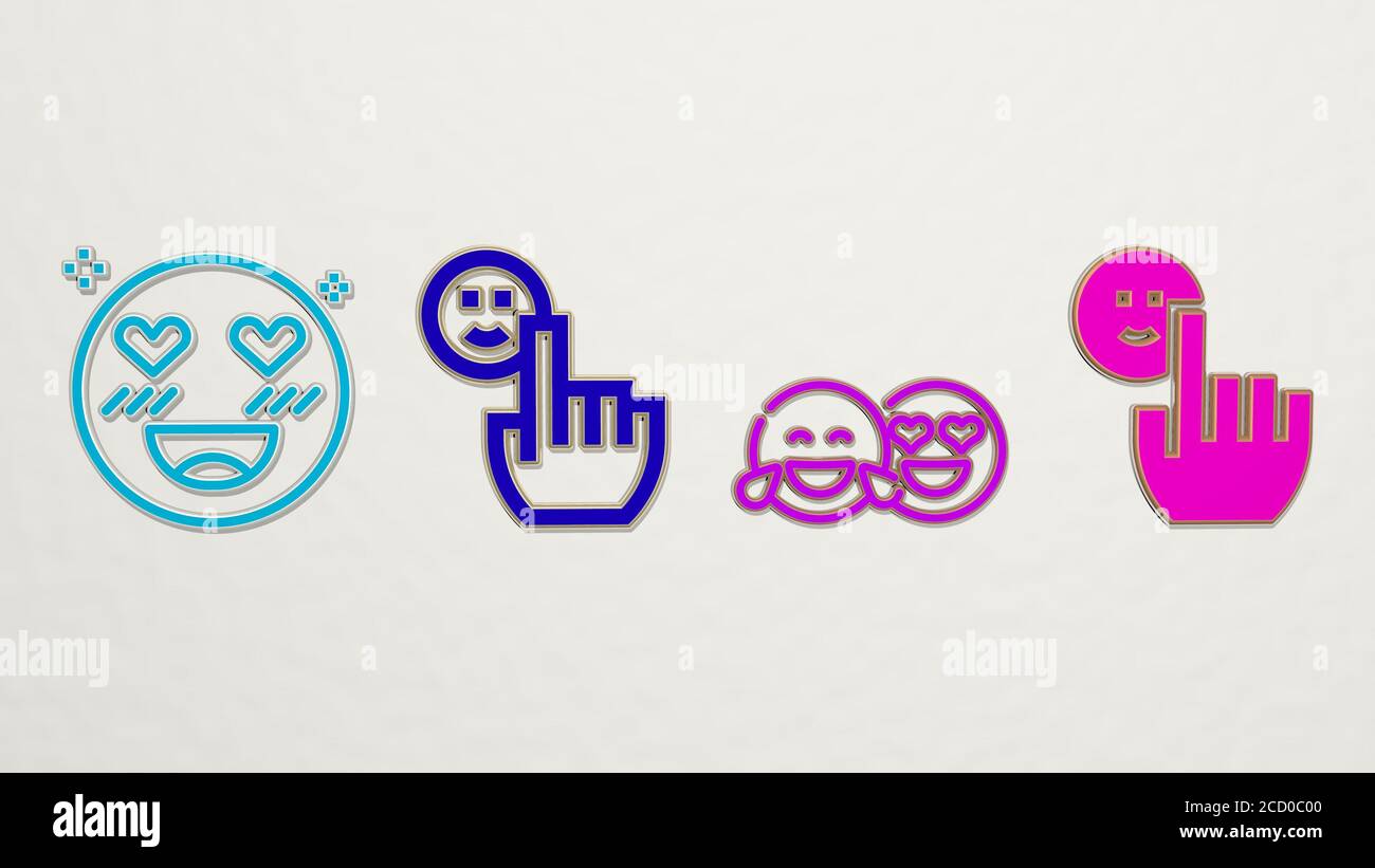 EMOJI 4 icons set, 3D illustration Stock Photo - Alamy