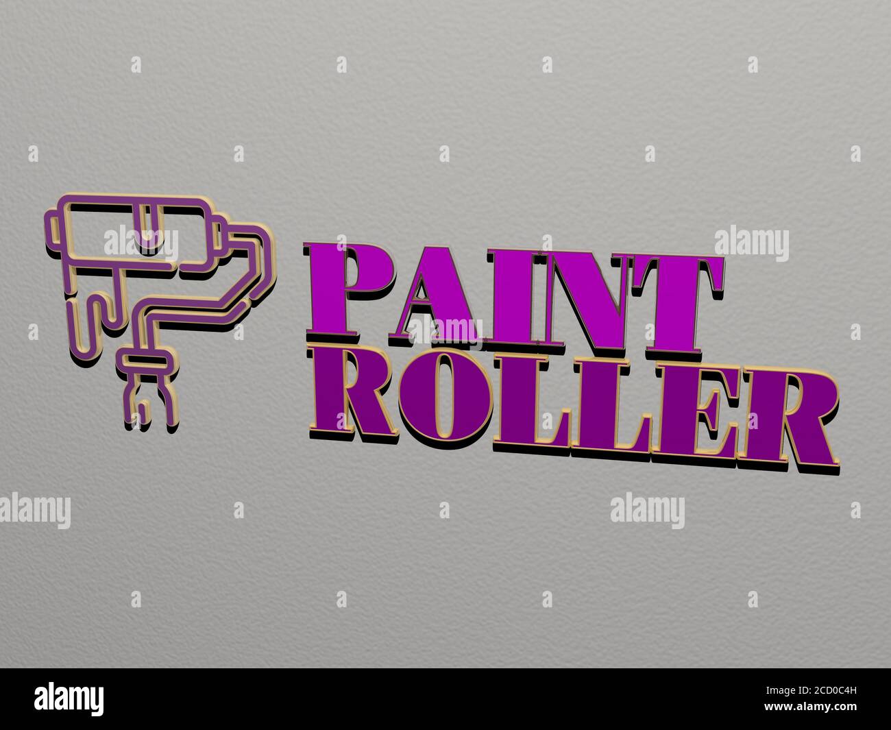 PAINT ROLLER icon and text on the wall, 3D illustration Stock Photo - Alamy