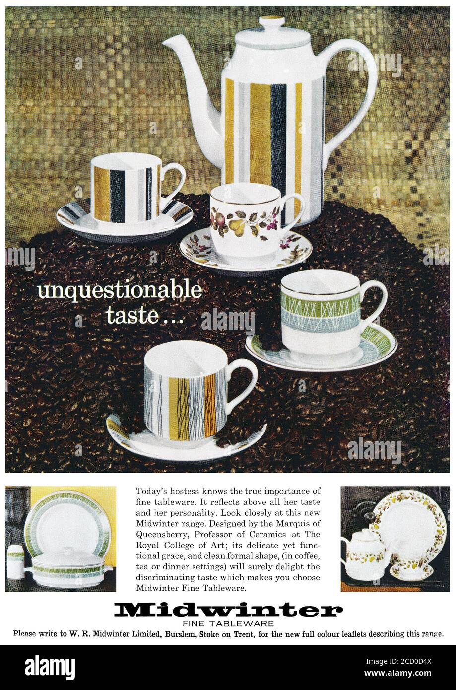 1964 British advertisement for Midwinter fine tableware, designed David