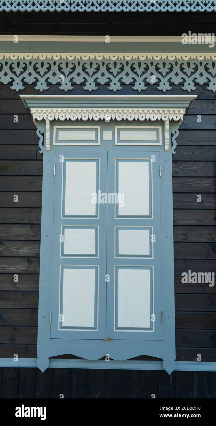 the old wooden window with closed shutters Stock Photo - Alamy