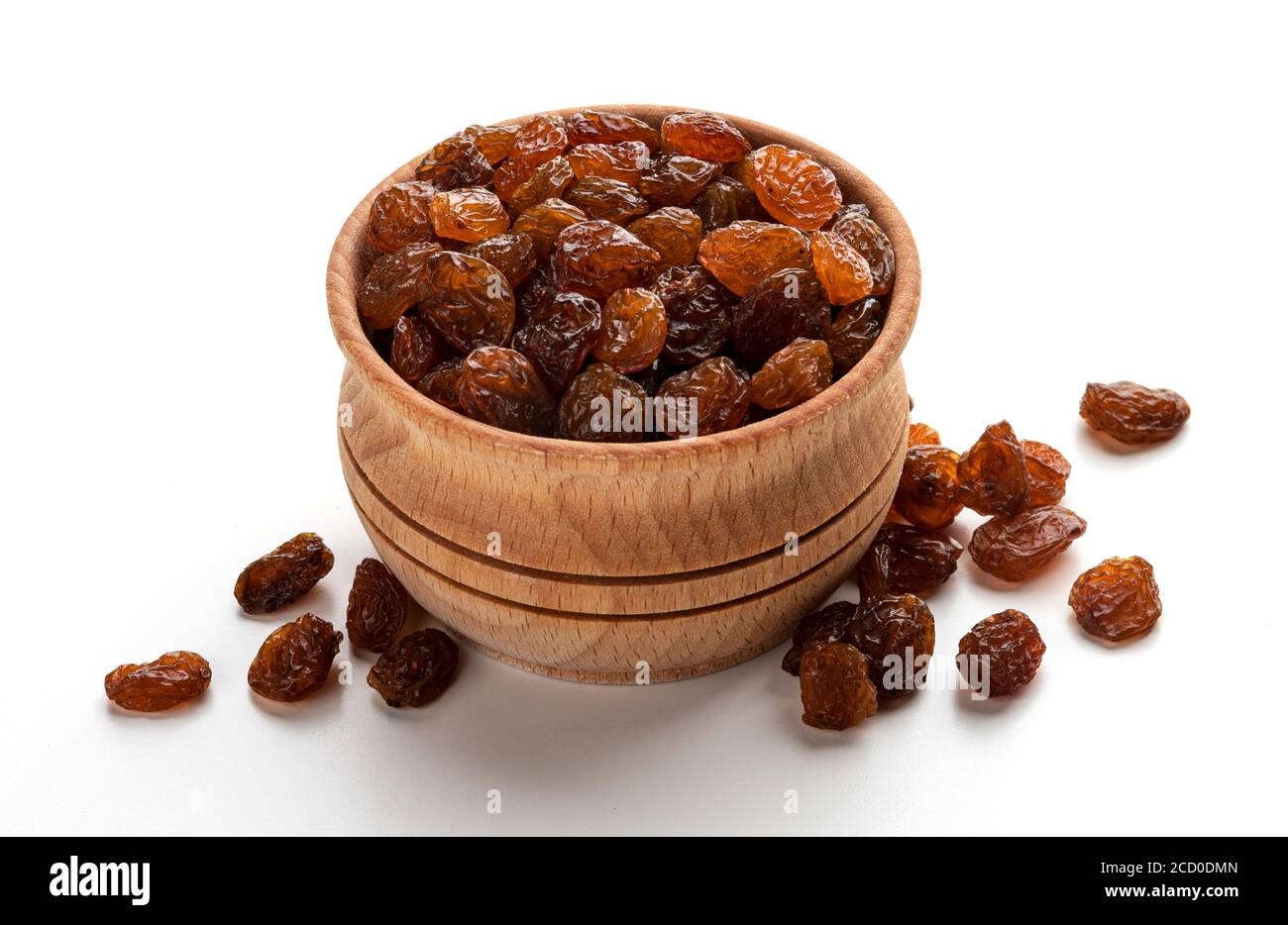 Top view of raisins isolated on white background Stock Photo