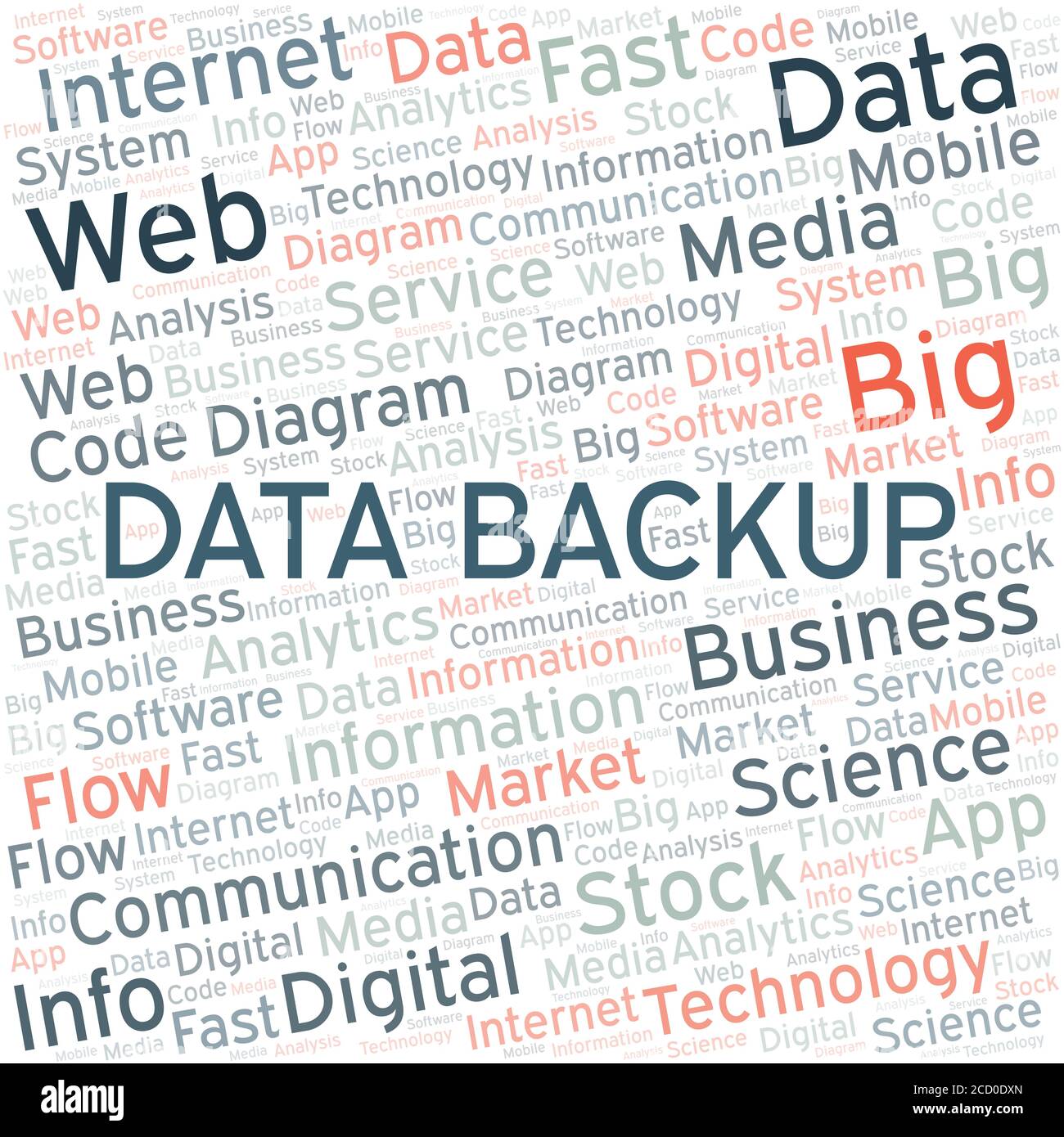 Data Backup vector word cloud, made with the text only. Stock Vector