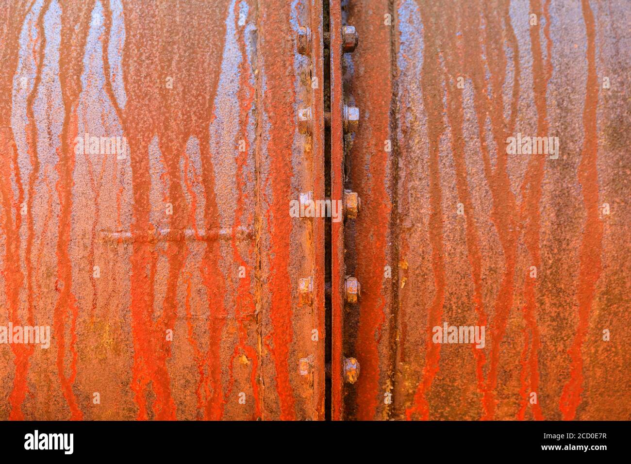 Rusty steel surface. Landschaftspark Duisburg-Nord, former ironworks and steel manufacturing, Ruhr, Germany Stock Photo