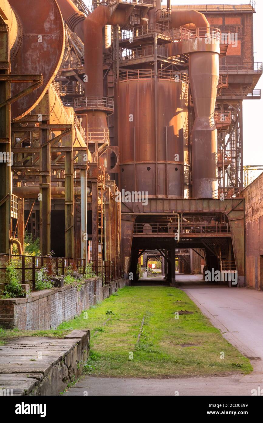 Industrial structures, Landschaftspark Duisburg-Nord, former ironworks and steel manufacturing, Ruhr, Germany Stock Photo