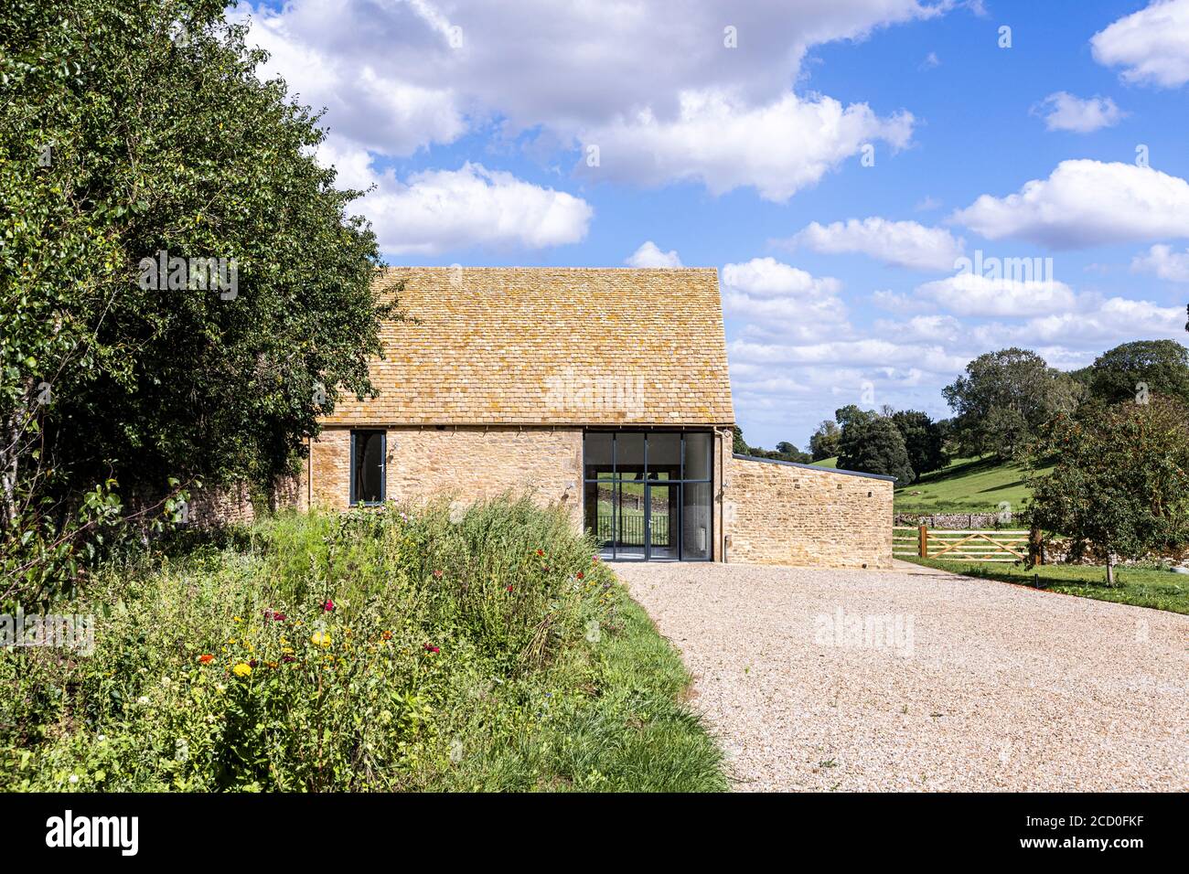 A small barn renovated and converted into office space in the Cotswold village of Calmsden Gloucestershire UK Stock Photo