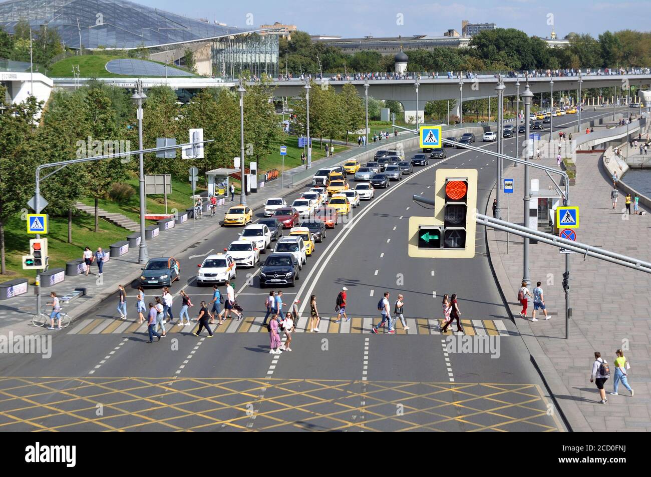 Traffic organization. NNo Parking Yellow Cross Zone Sign On The Road