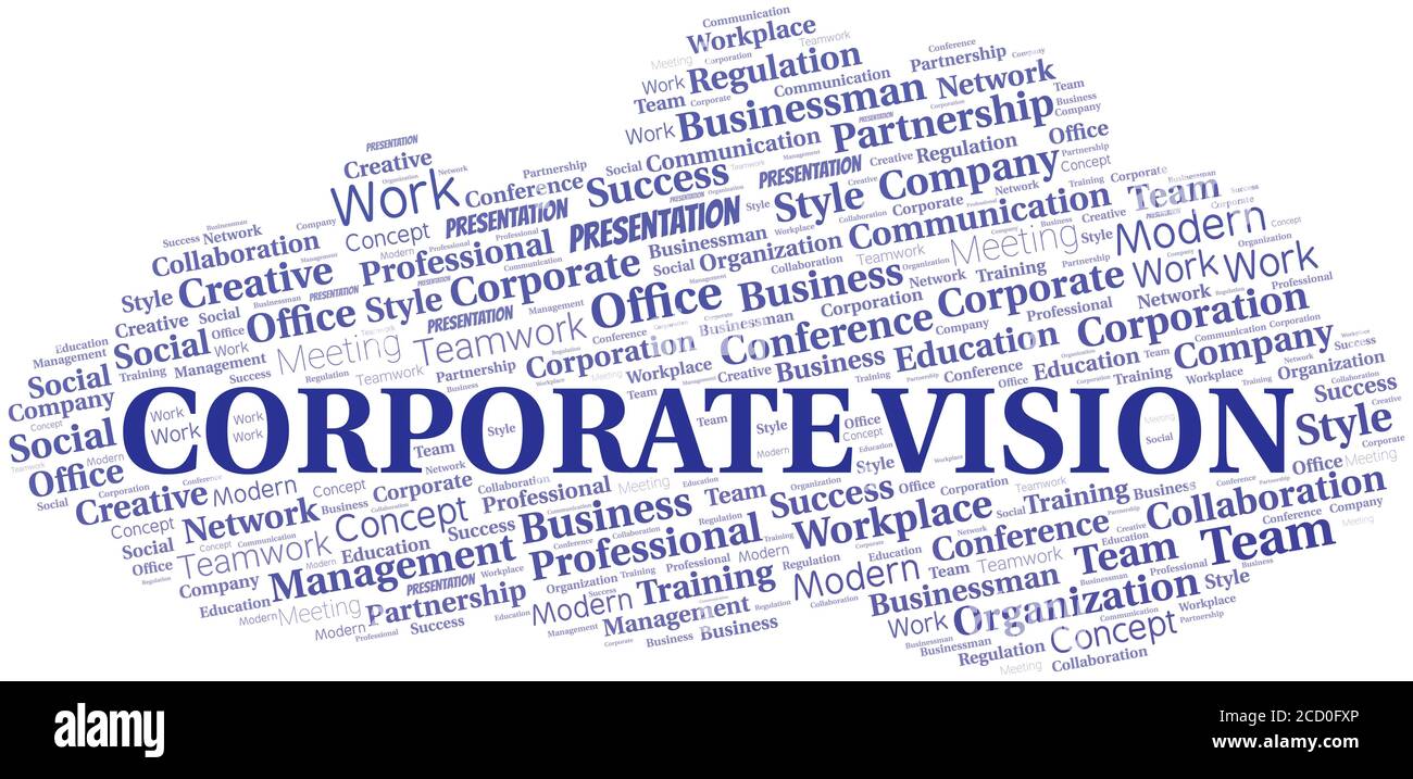 Corporate Vision vector word cloud, made with the text only. Stock Vector