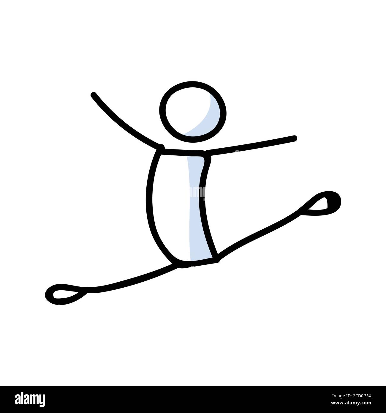 Hand drawn stickman ballet dancer leap concept. Simple outline ballerina  figure doodle icon clipart. For dance studio or theatre performer sketch  Stock Vector Image & Art - Alamy