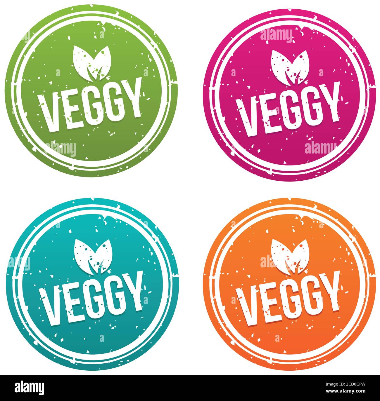 Veggy Button Set in verschiedenen Farben. Stock Vector