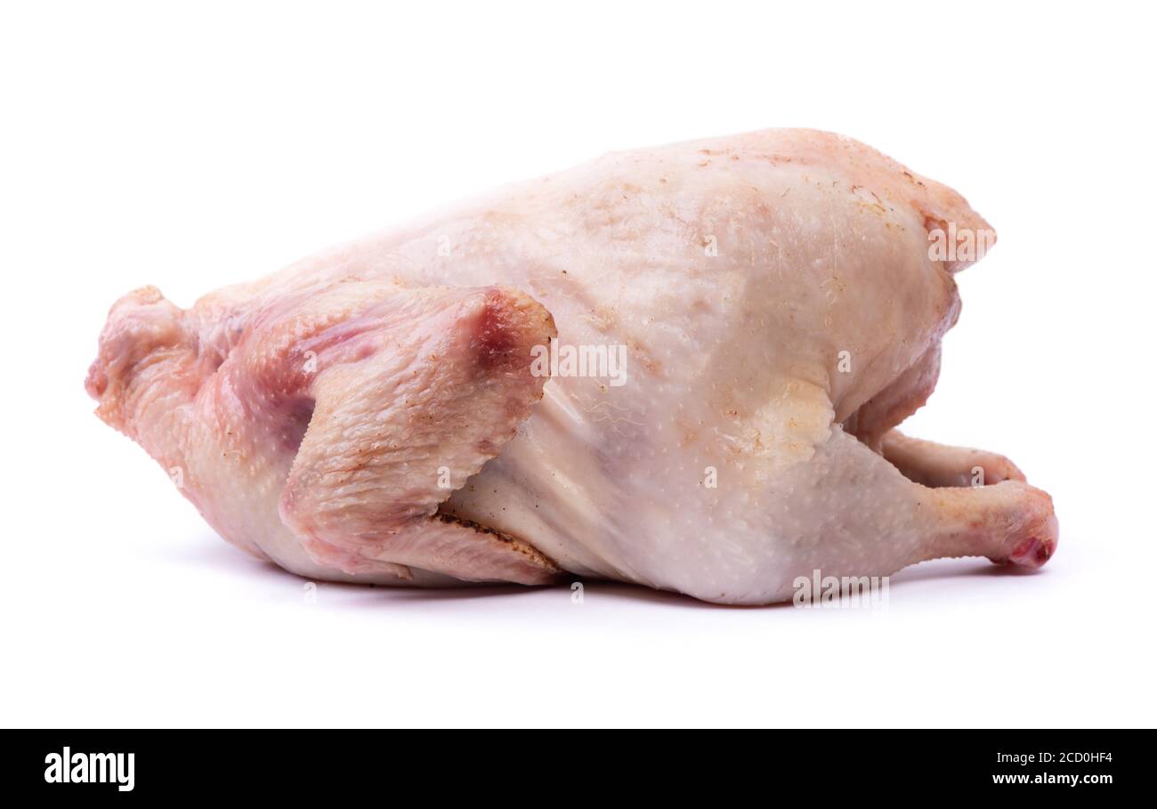 Raw chicken carcass isolated on white background Stock Photo Alamy