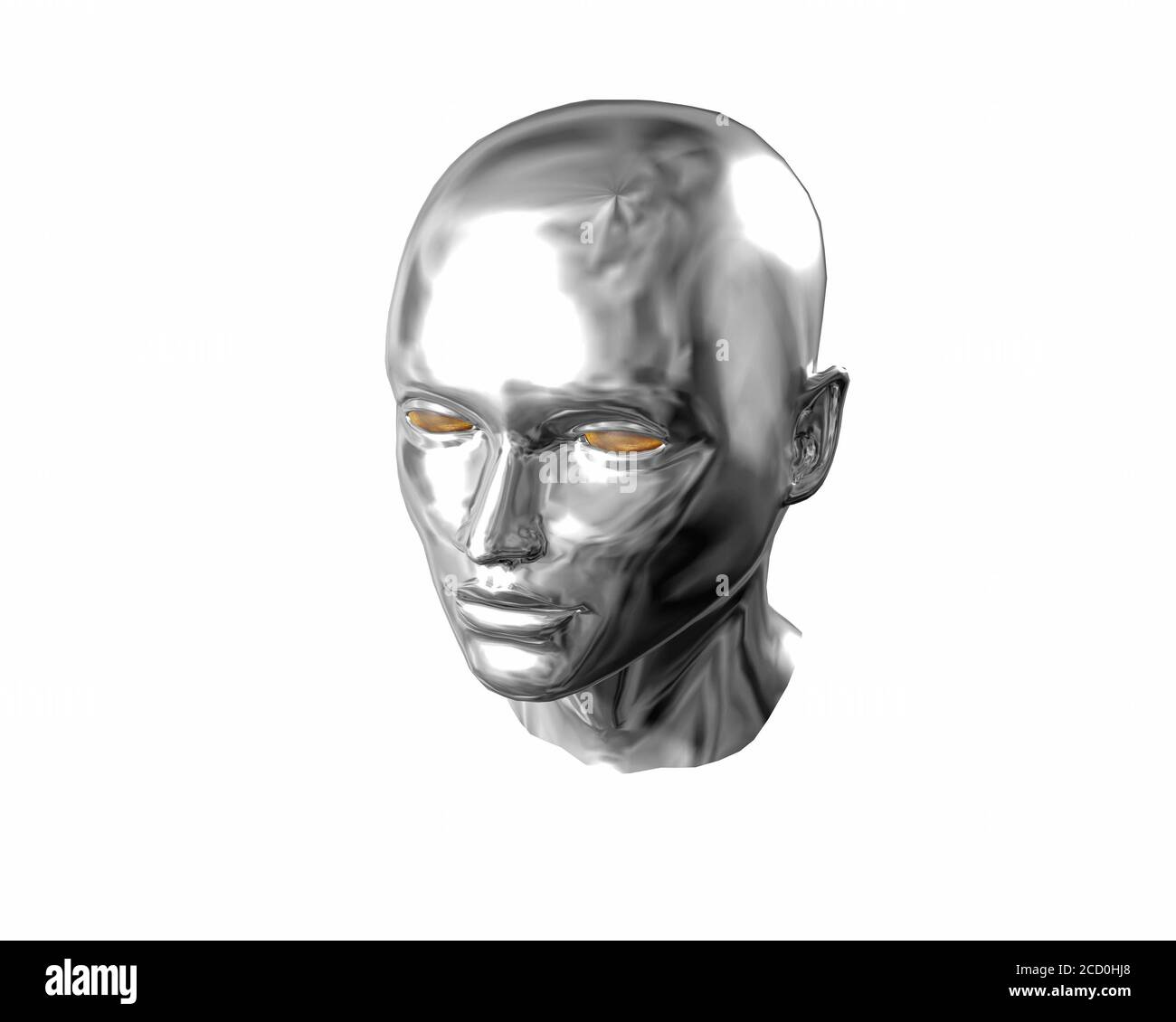 Silver liquid face 3D rendering Stock Photo