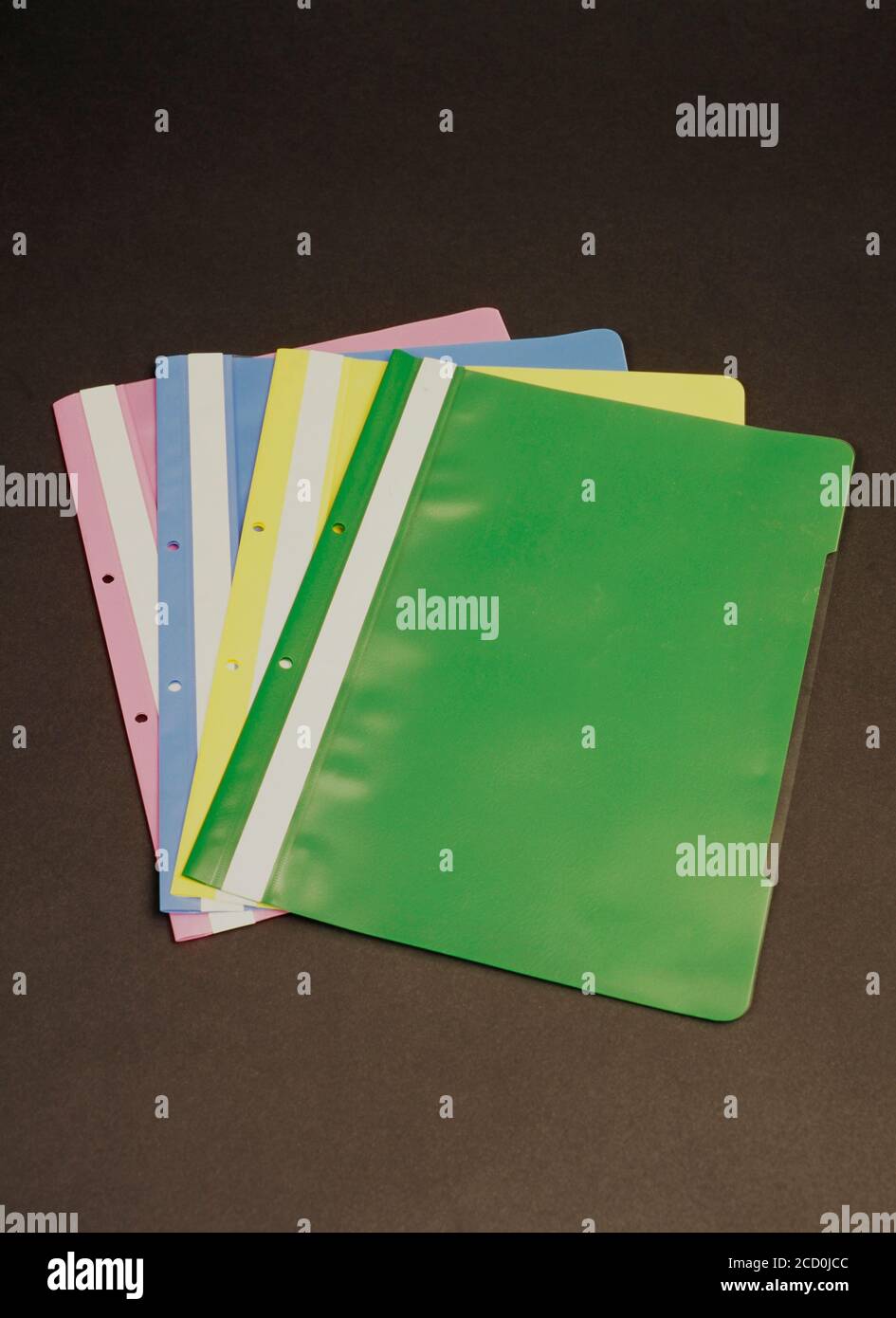 Document files, folders in various colors and thicknesses, available at home and in offices