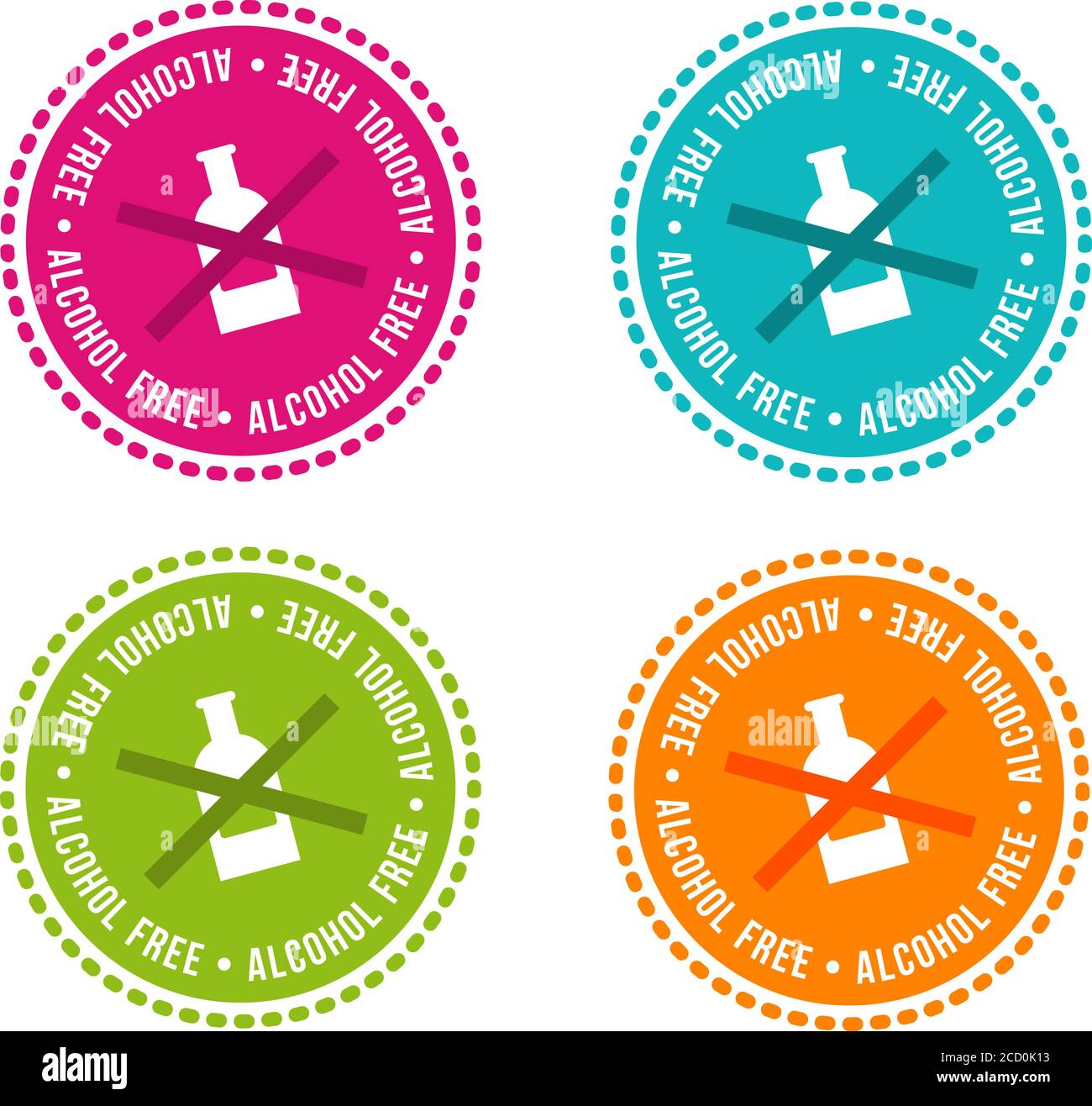 Set of Allergen free Badges. Alcohol free. Vector hand drawn Signs. Can be used for packaging Design. Stock Vector