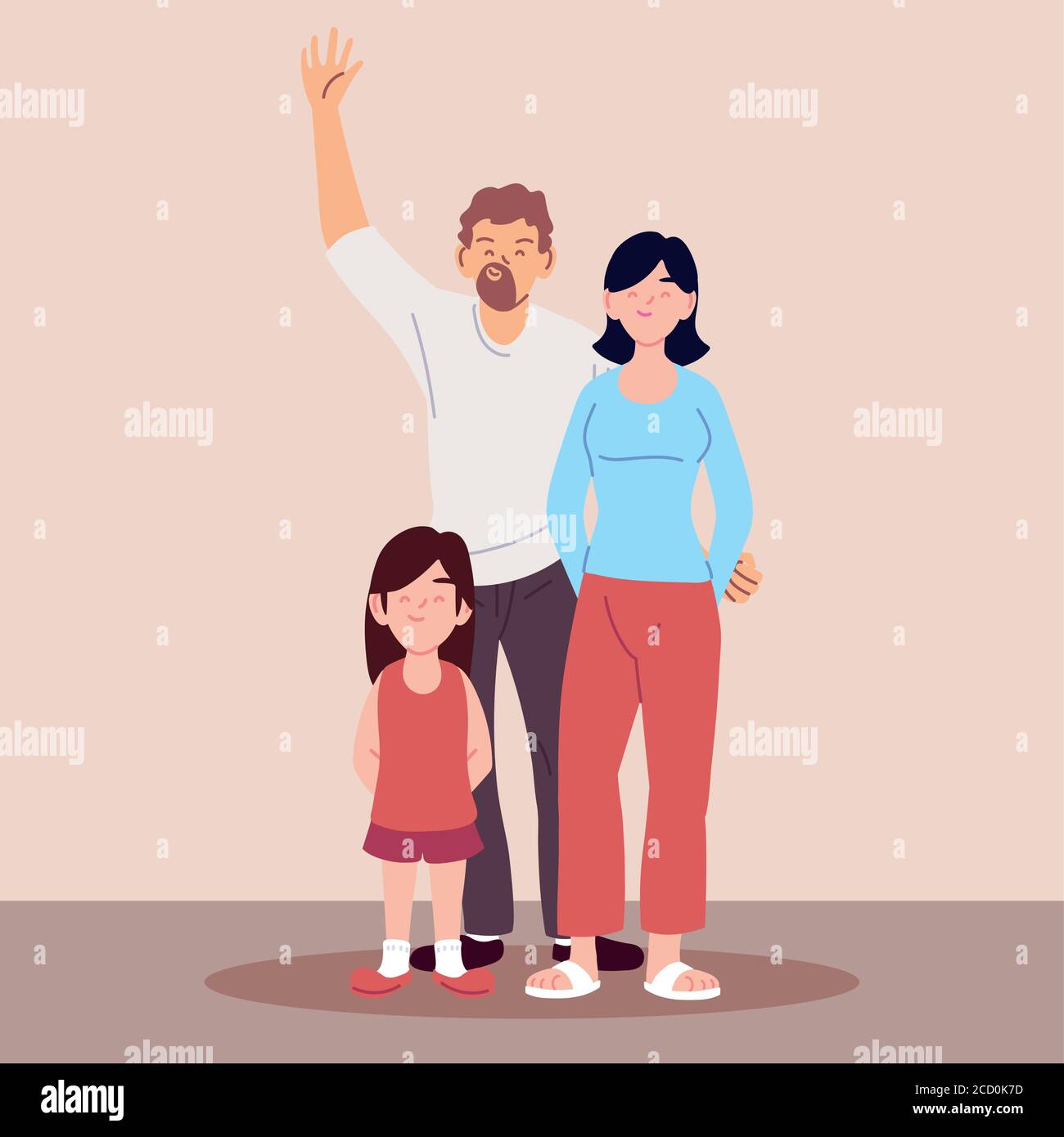 cute family, parents with daughter vector illustration design Stock ...