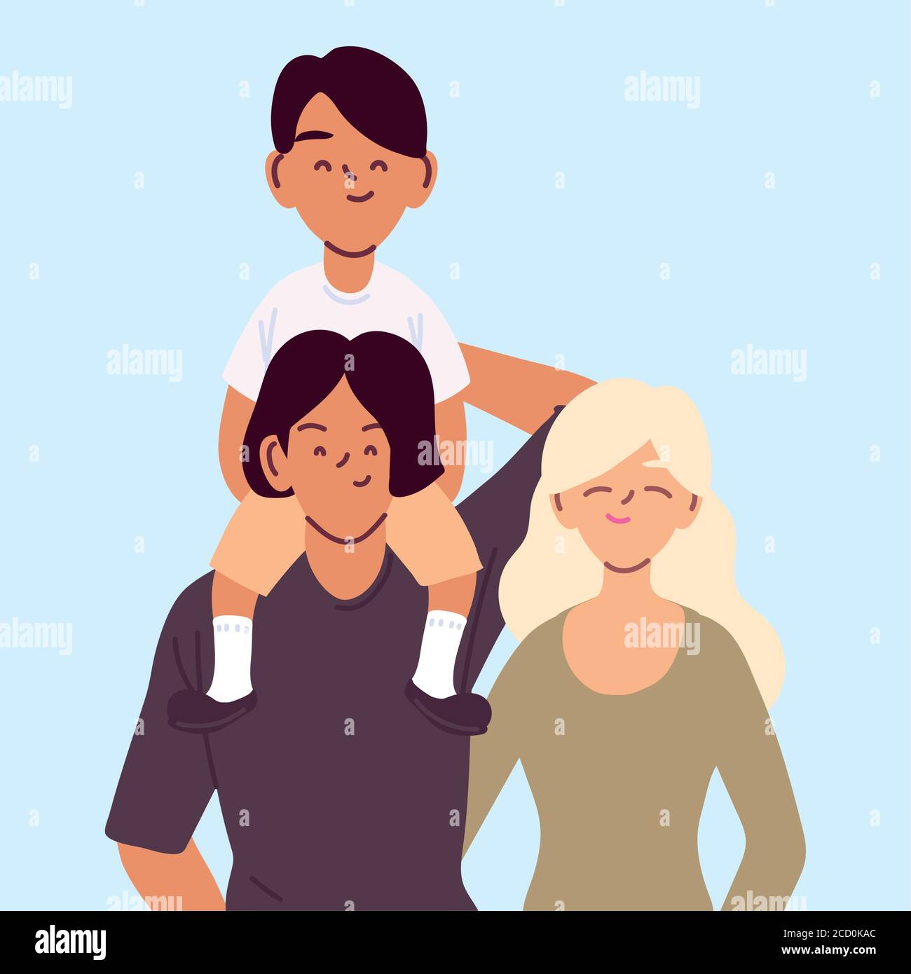 portrait of happy family, parents with son vector illustration design ...