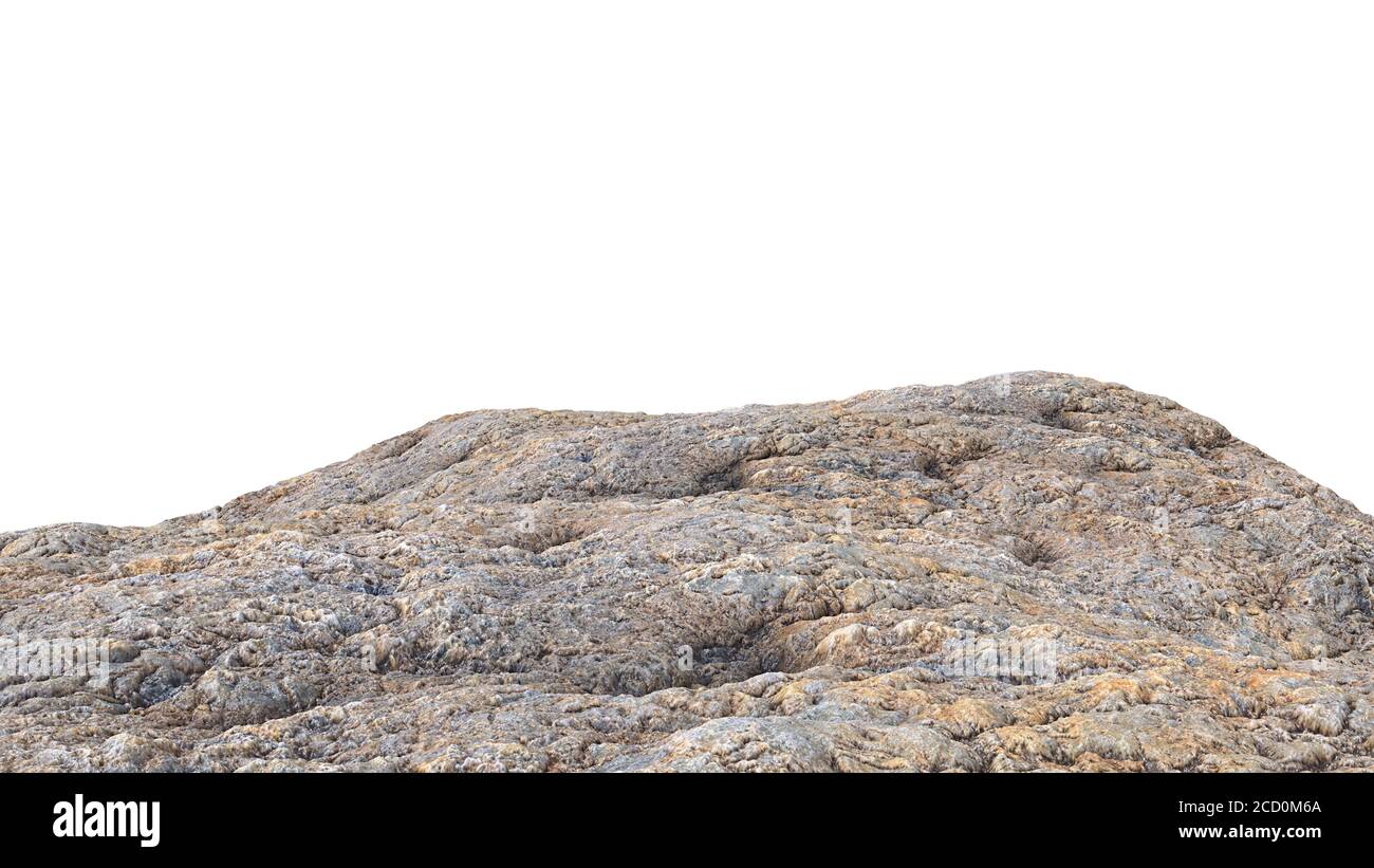 rocky cliff isolated on white background, edge of the mountain Stock